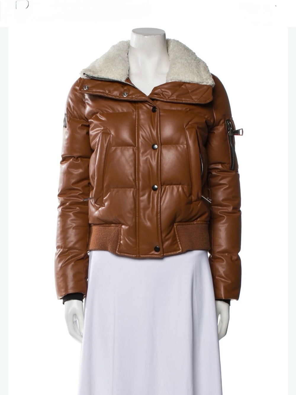 SAM Allegra Faux Shearling-trimmed Vegan Leather Jacket
